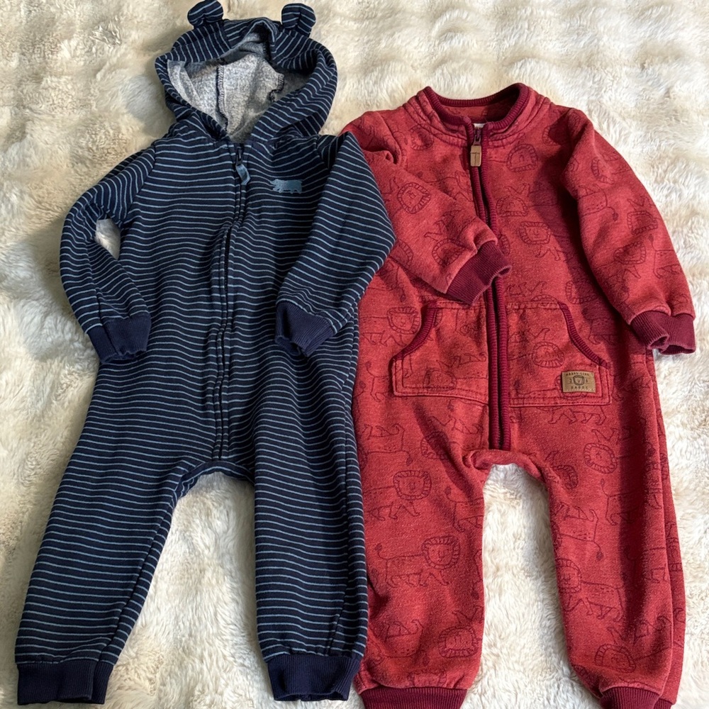 Carter's Navy Striped and Red Toddler Zippy